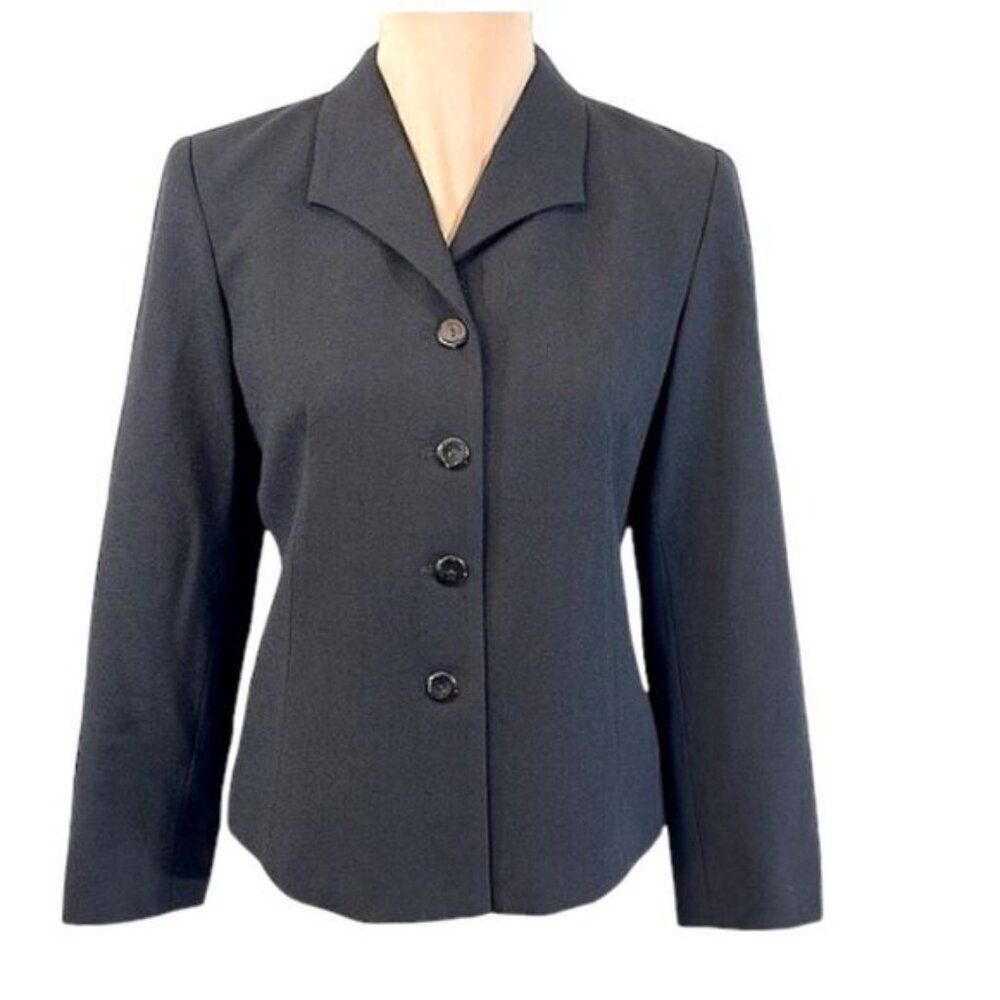 Vintage Talbots Black 1990s 100% Pure New Wool Blazer Size 6P - Picture 3 of 13